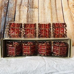 Pier 1 Moroccan Beaded Napkin Rings Red on Copper Set of 8 Marrakech Culture